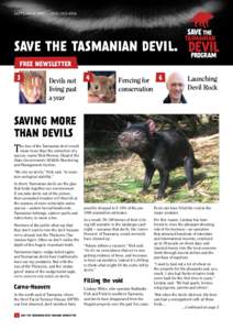 SEPTEMBER 2009 — ISSNSAVE THE TASMANIAN DEVIL. FREE NEWSLETTER 3