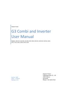 Clayton Power  G3 Combi and Inverter User Manual Models: , , , , , , , 1012, 1312, 1512, 2012, 1024, 1524, 2324