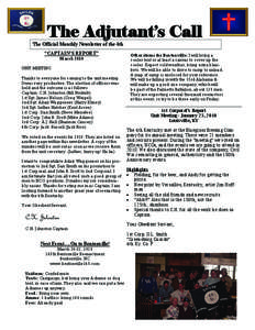 The Adjutant’s Call  The Official Monthly Newsletter of the 4th “CAPTAIN’S REPORT” March 2010