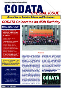 International Council for Science (ICSU)  CODATA SPECIAL ISSUE