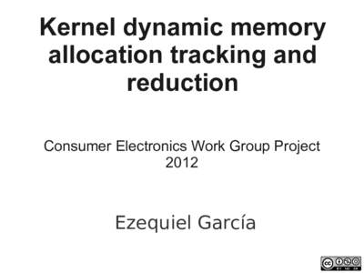 Kernel dynamic memory allocation tracking and reduction Consumer Electronics Work Group Project 2012