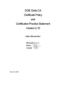 DOE Grids CA Certificate Policy and Certification Practice Statement
