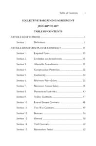 Table of Contents  i COLLECTIVE BARGAINING AGREEMENT JANUARY 19, 2017
