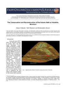 The Journal of Fasti Online: Archaeological Conservation Series (ISSN) ● Published by the International Centre for the Study of the Preservation and Restoration of Cultural Property ● Via di San Michele, 13