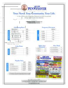 ARCADE  PENNYSAVER Your News. Your Community. Your Life. A free, community PennySaver delivered to 9,604 households throughout Arcade every Saturday.