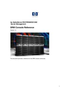 hp AlphaServer ES47/ES80/GS1280 Server Management SRM Console Reference Version 1.0