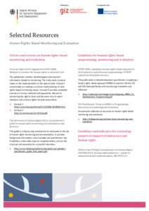 Selected Resources. Human Rights-Based Monitoring and Evaluation