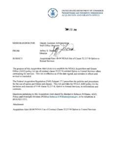 UNITED STATES DEPARTMENT OF COMMERCE National Oceanic and Atmospheric Administration ACQUISITION AND GRANTS OFFICE  fJil 2 s 2018