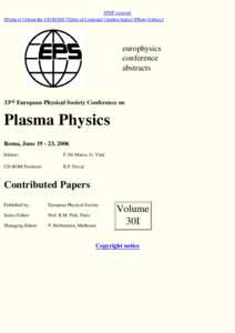 [PDF version] [Preface] [About the CD-ROM] [Table of Contents] [Author Index] [Photo Gallery] europhysics conference abstracts
