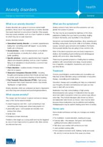 Anxiety disorders General Emergency department factsheets  What is an anxiety disorder?