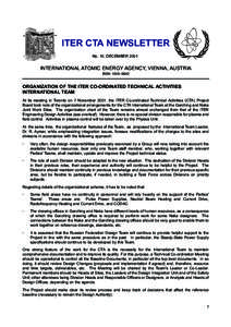 ITER CTA NEWSLETTER No. 10, DECEMBER 2001 INTERNATIONAL ATOMIC ENERGY AGENCY, VIENNA, AUSTRIA ISSN 1024–5642