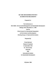 ISO[removed]AND BUSINESS STRATEGY: AN ANNOTATED BIBLIOGRAPHY Prepared for:  The Conference on