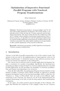 Optimization of Imperative Functional Parallel Programs with Non-local Program Transformations (meta 2012)