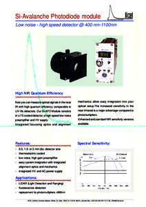 Si-Avalanche Photodiode module  lidar computing and electronics Low noise - high speed detector @ 400 nm-1100nm