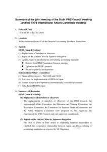 Microsoft Word - Summary of the joint meeting of 6th IFRS Council and 3rd International Affairs Committee.docx