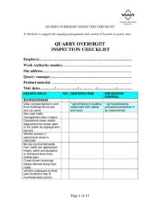 ERU Quarry Checklist Project 133 for 2013