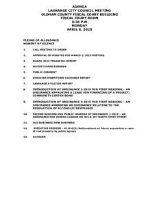 AGENDA LAGRANGE CITY COUNCIL MEETING OLDHAM COUNTY FISCAL COURT BUILDING FISCAL COURT ROOM 6:30 P.M. MONDAY