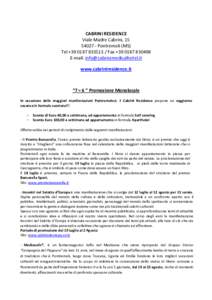 CABRINI RESIDENCE Viale Madre Cabrini, Pontremoli (MS) Tel +Fax +E-mail:  www.cabriniresidence.it