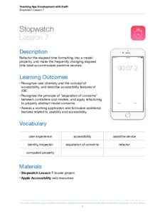 Teaching App Development with Swift  Stopwatch Lesson 7 Stopwatch