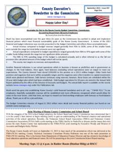 County Executive’s Newsletter to the Commission September 2013 – Issue #37 Page One