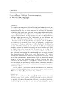Copyrighted Material  CHAPTER 1 Personalized Political Communication in American Campaigns