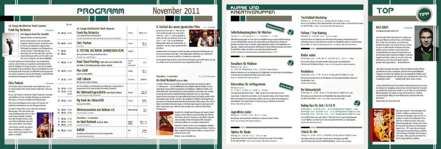 November 2011 Uhrzeit 16. Euregio Musikfestival: Musik Souvenirs  Frank Roy Orchestra  