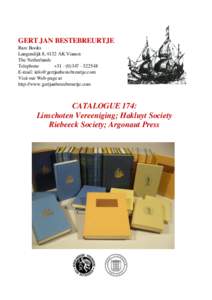 GERT JAN BESTEBREURTJE Rare Books Langendijk 8, 4132 AK Vianen The Netherlands Telephone +322548