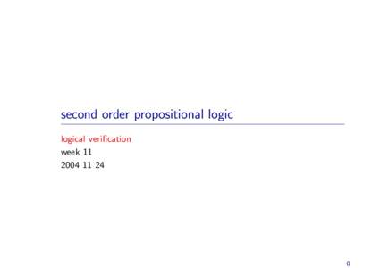 second order propositional logic logical verification week
