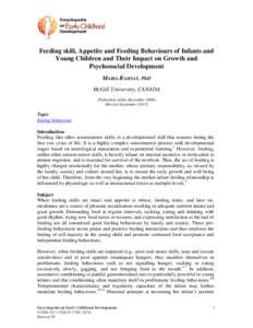 Feeding skill, Appetite and Feeding Behaviours of Infants and Young Children and Their Impact on Growth and Psychosocial Development
