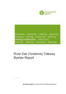 River Esk (Yorkshire) Tideway Byelaw Report