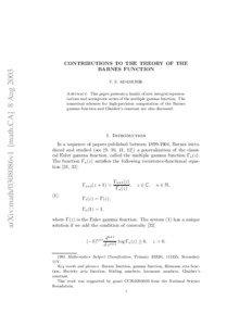 arXiv:math/0308086v1 [math.CA] 8 Aug[removed]CONTRIBUTIONS TO THE THEORY OF THE