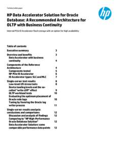 HP Data Accelerator Solution for Oracle Database: A Recommended Architecture for OLTP with Business Continuity