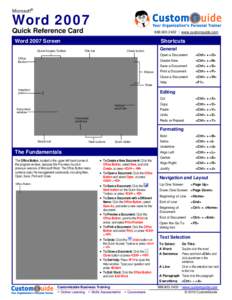 Microsoft®  Word 2007 Quick Reference Card[removed] | www.customguide.com