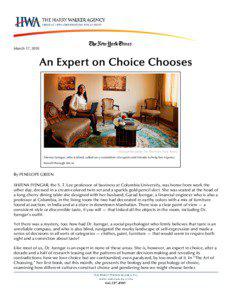 March 17, 2010  An Expert on Choice Chooses