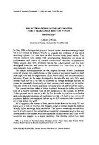 Journal of Monetary Economics448. North-Holland  THE INTERNATIONAL MONETARY SYSTEM: FORTY YEARS AFTER BRETTON WOODS Review Essay*