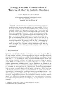 LNAIStrongly Complete Axiomatizations of “Knowing at Most” in Syntactic Structures