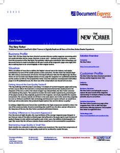 Case Study The New Yorker Publisher Chooses LizardTech’s DjVu® Format to Digitally Replicate 80 Years of the New Yorker Reader Experience  Business Proﬁle