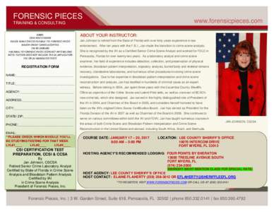 FORENSIC PIECES  www.forensicpieces.com TRAINING & CONSULTING COST: