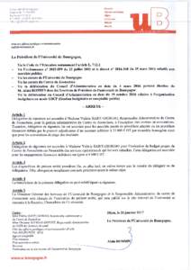 Arrêté - Délégation de signature pour le centre de zootechnie - Université de Bourgogne
