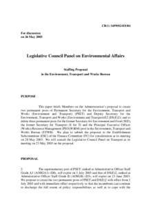 CB[removed]) For discussion on 26 May 2003 Legislative Council Panel on Environmental Affairs Staffing Proposal