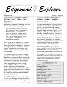 Edgewood Explorer FRIENDS OF EDGEWOOD NATURAL PRESERVE DecemberVolume 9 Number 4