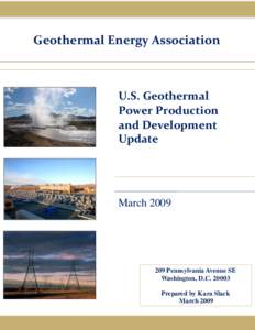 Geothermal Energy Association  U.S. Geothermal Power Production and Development Update