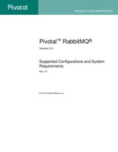 PRODUCT DOCUMENTATION  Pivotal™ RabbitMQ® Version 3.4  Supported Configurations and System