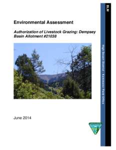 BLM  Environmental Assessment Authorization of Livestock Grazing: Dempsey Basin Allotment #21038 High Desert District - Kemmerer Field Office