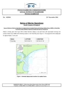 POOLE HARBOUR COMMISSIONERS LOCAL NOTICE TO MARINERS POOLE HARBOUR No21st November 2014