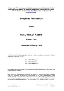 Please note: This is a translation from German and a non-official version. For the legal relationship between the real estate management company and the investor only the German version is valid. The official version can