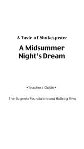 A Taste of Shakespeare: A Midsummer Night's Dream