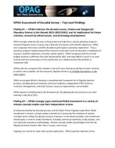 UPDATED	
    	
     OPAG	
  Assessment	
  of	
  Decadal	
  Survey	
  –	
  Top	
  Level	
  Findings	
   	
  