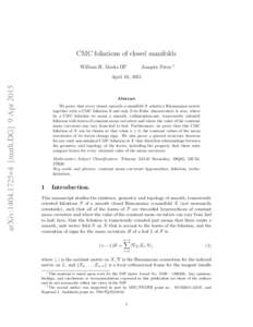 CMC foliations of closed manifolds William H. Meeks III∗ Joaqu´ın P´erez  †