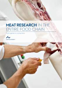 MEAT RESEARCH IN THE ENTIRE FOOD CHAIN From genes to consumers Meat research activities at the Department of Food Science include animal experiments, cell-based model studies and product analyses. Focus is on characteri